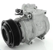 Car aircon compressor repair Car aircon compressor repair: compressor with pulley and refrigerant connections