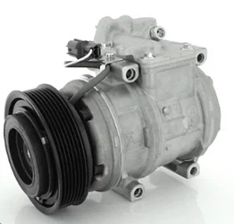 Car aircon compressor repair Car aircon compressor repair: compressor with pulley and refrigerant connections